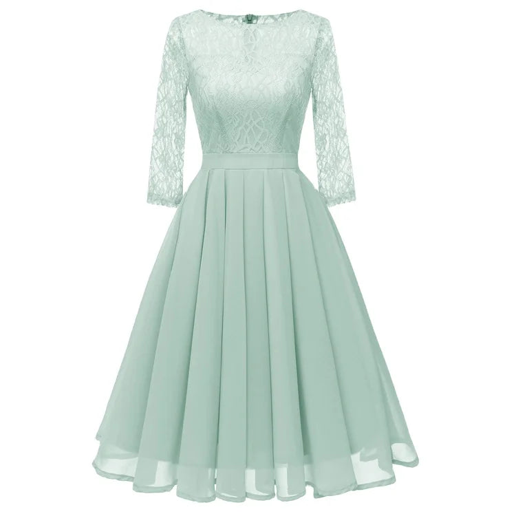 2022 Hot Lace Chiffon Waist Closing Dress Bridesmaid Dress New Women's Dress in Spring and Summer