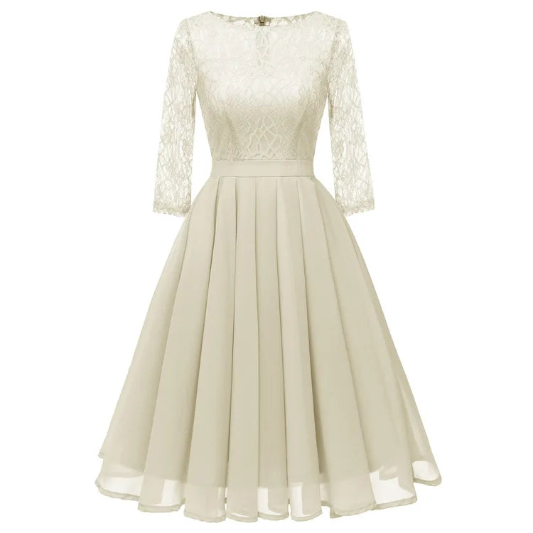 2022 Hot Lace Chiffon Waist Closing Dress Bridesmaid Dress New Women's Dress in Spring and Summer