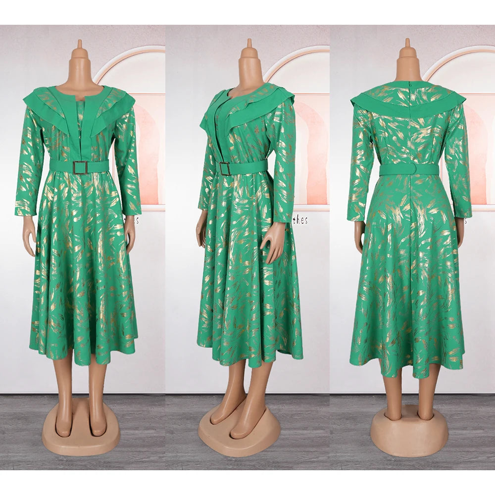 Elegant African Dresses for Women Plus Size Turkey Wedding Party Long Dress Dashiki Ankara Print Outfits Robe Africa Clothing