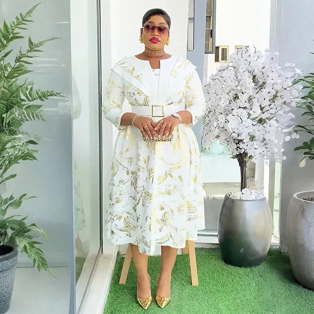 Elegant African Dresses for Women Plus Size Turkey Wedding Party Long Dress Dashiki Ankara Print Outfits Robe Africa Clothing