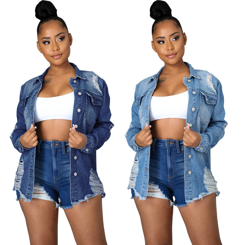European And American Great Grace Short Women's Denim Jacket Top
