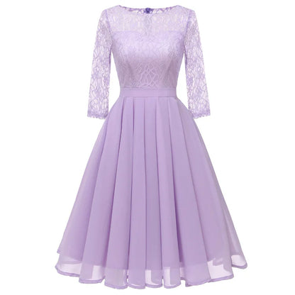 2022 Hot Lace Chiffon Waist Closing Dress Bridesmaid Dress New Women's Dress in Spring and Summer