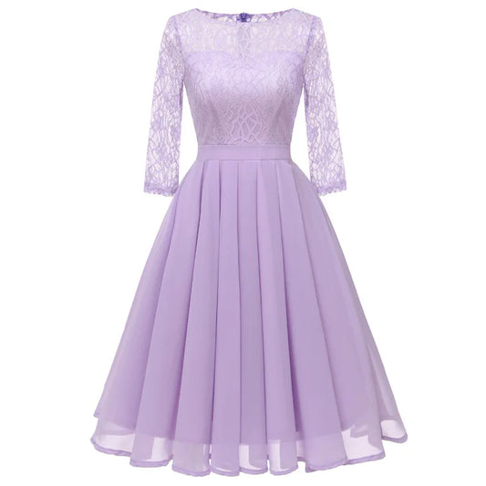 2022 Hot Lace Chiffon Waist Closing Dress Bridesmaid Dress New Women's Dress in Spring and Summer