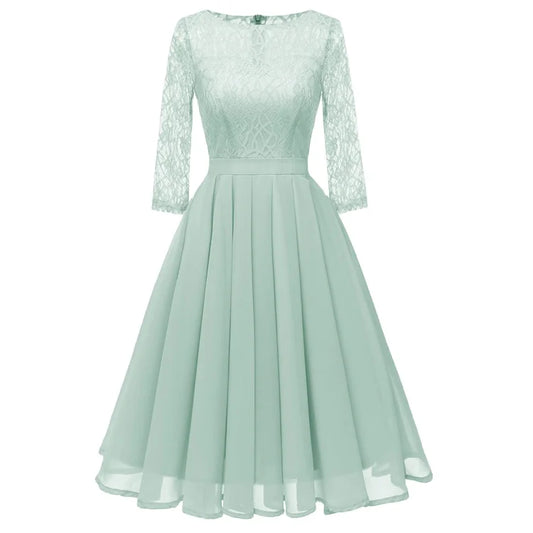 2022 Hot Lace Chiffon Waist Closing Dress Bridesmaid Dress New Women's Dress in Spring and Summer