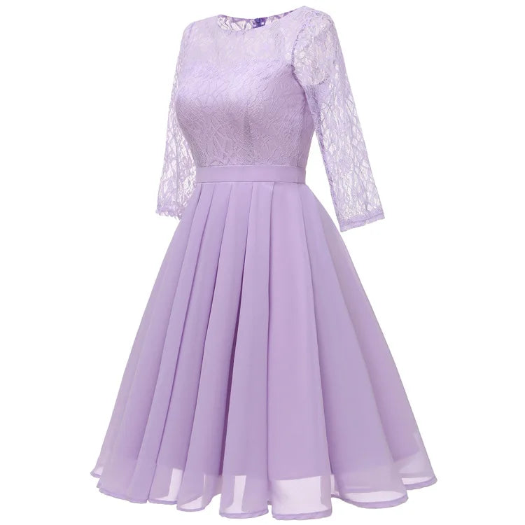 2022 Hot Lace Chiffon Waist Closing Dress Bridesmaid Dress New Women's Dress in Spring and Summer