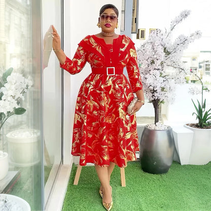 Elegant African Dresses for Women Plus Size Turkey Wedding Party Long Dress Dashiki Ankara Print Outfits Robe Africa Clothing