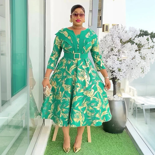 Elegant African Dresses for Women Plus Size Turkey Wedding Party Long Dress Dashiki Ankara Print Outfits Robe Africa Clothing