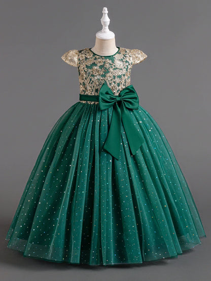 New Girls Kids Flower Elegant Princess Party Dress Children Clothing Christmas Birthday Bridesmaid Wedding Gown New Year Costume
